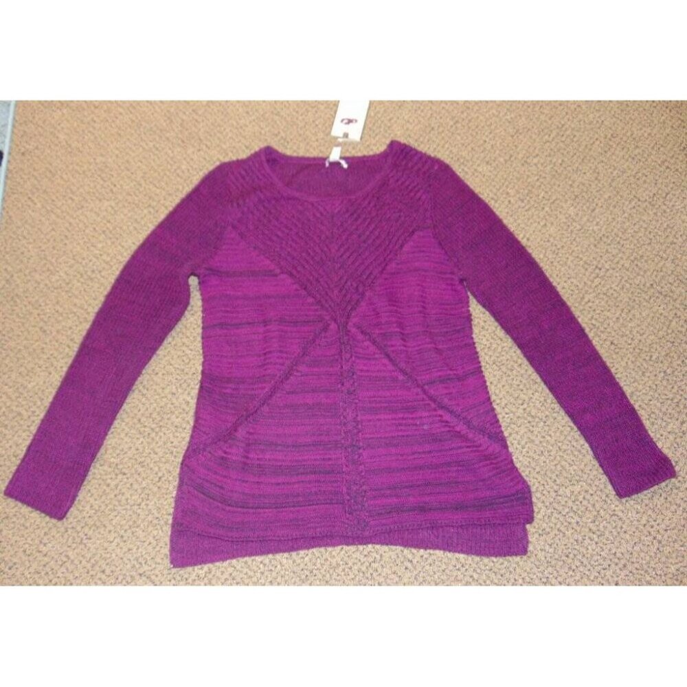 Womens Sweater Large Dana Buchman Purple Marled Knit Long Sleeve Round Neck Top
